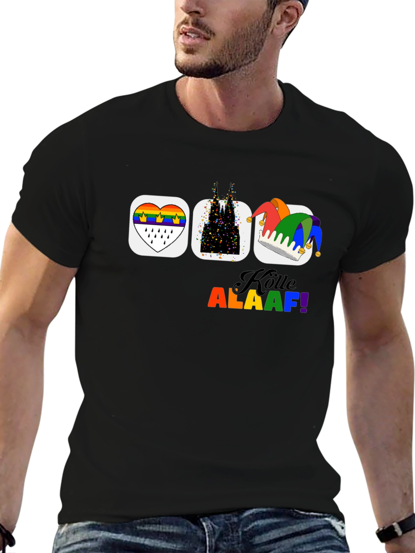 Köln Pride T-Shirt Cologne Carnival Rainbow Mens Tee