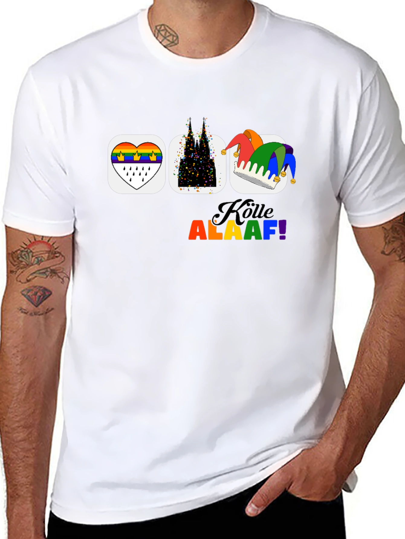 Köln Pride T-Shirt Cologne Carnival Rainbow Mens Tee