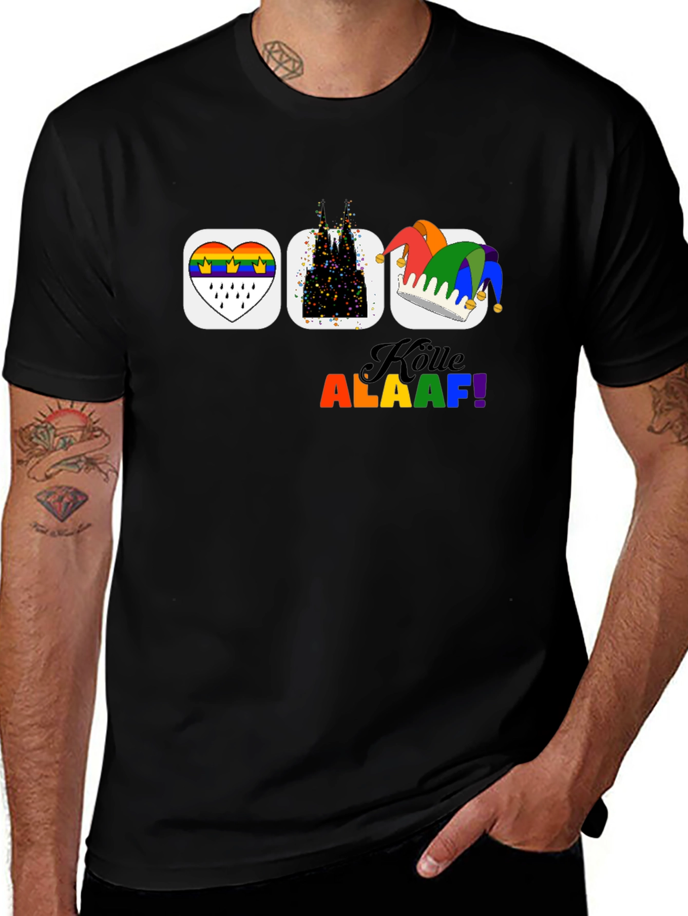 Köln Pride T-Shirt Cologne Carnival Rainbow Mens Tee