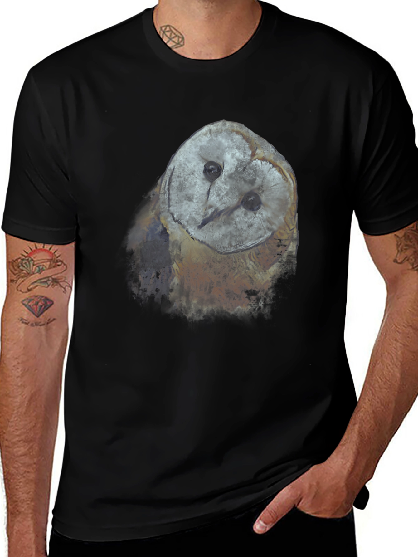 Owl Graphic T-Shirt - Black