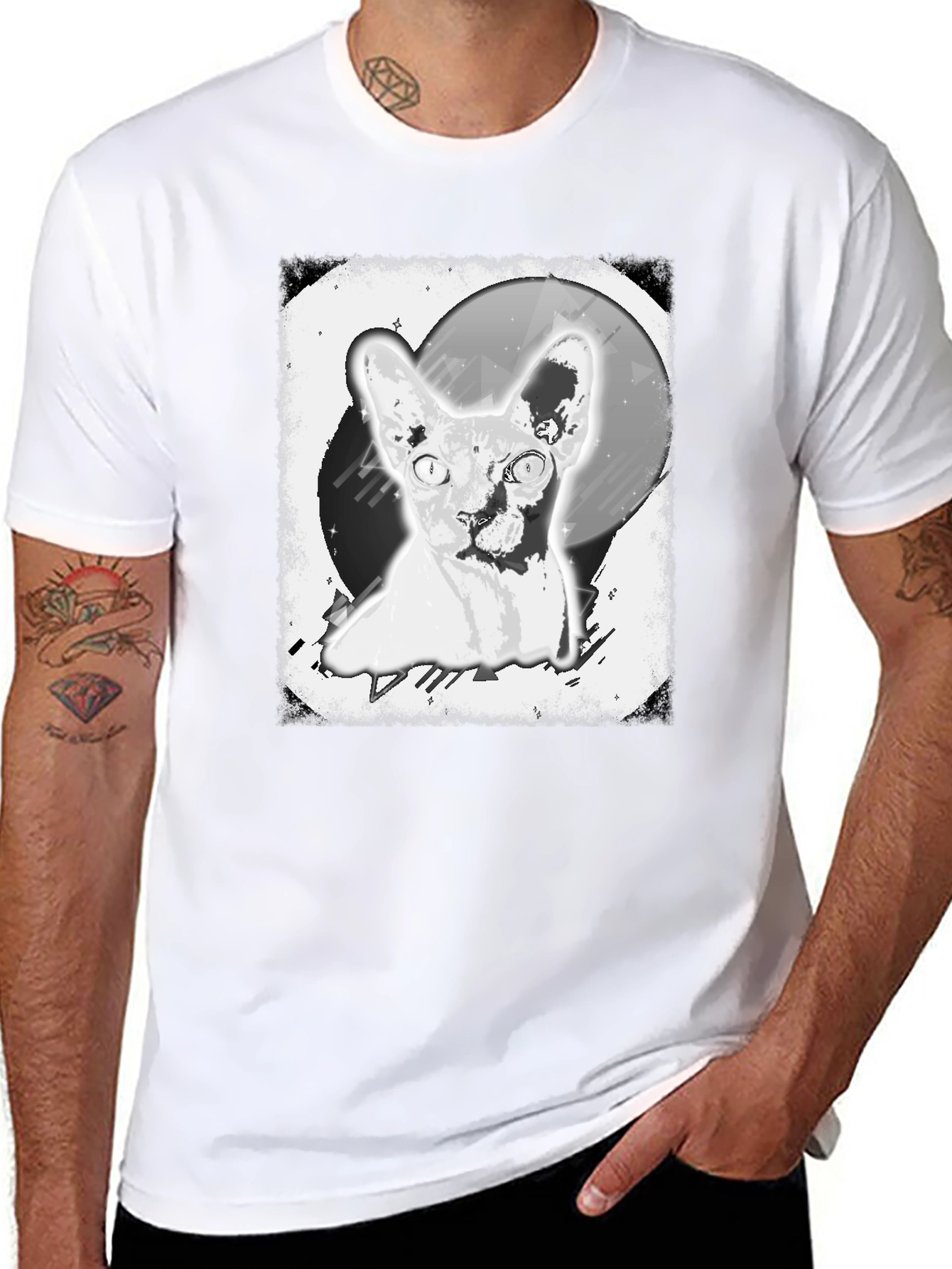 Sphynx Cat Graphic Tee - Unisex Black T-Shirt