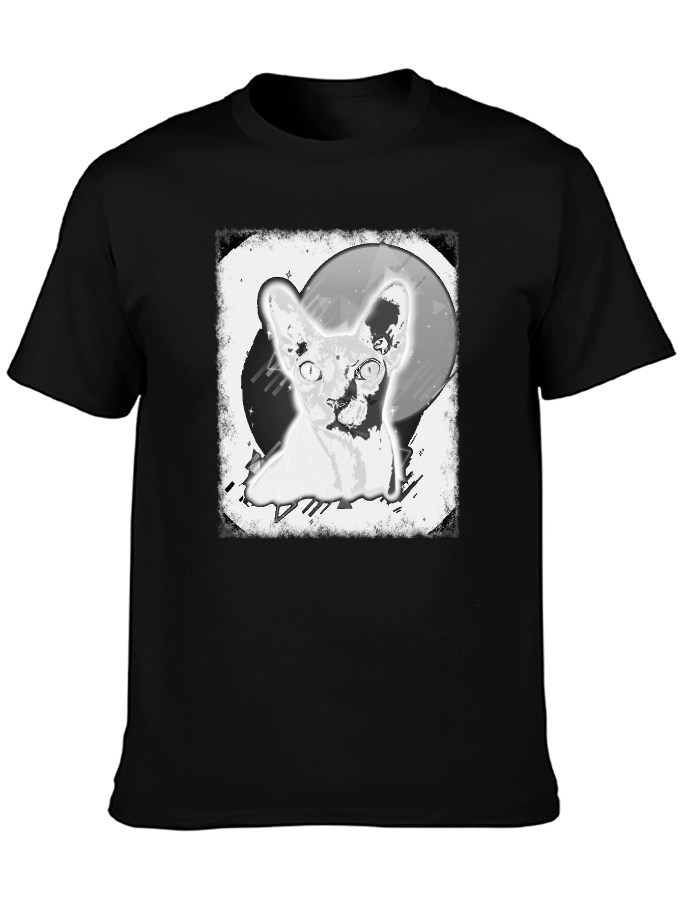Sphynx Cat Graphic Tee - Unisex Black T-Shirt