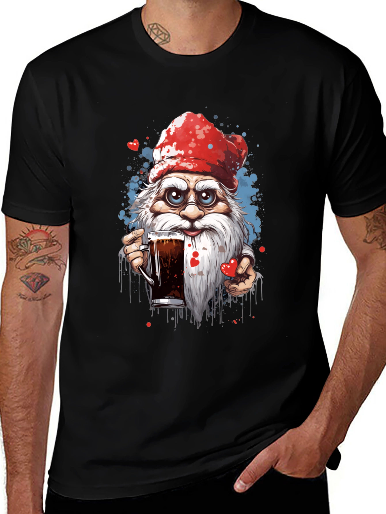 Holiday Gnome Drinking Beer Graphic Tee