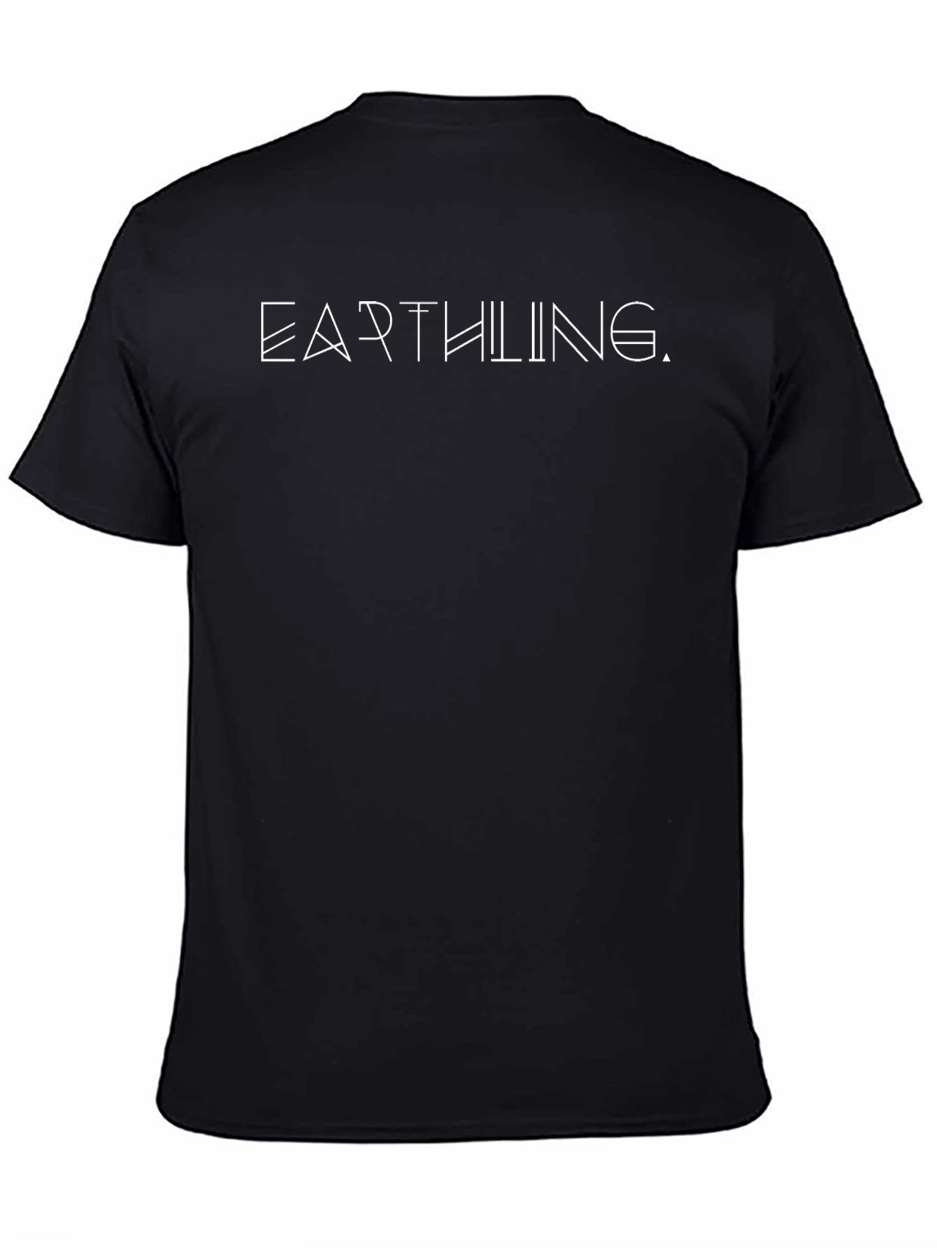 Earthling Graphic Tee - Modern White Print on Black