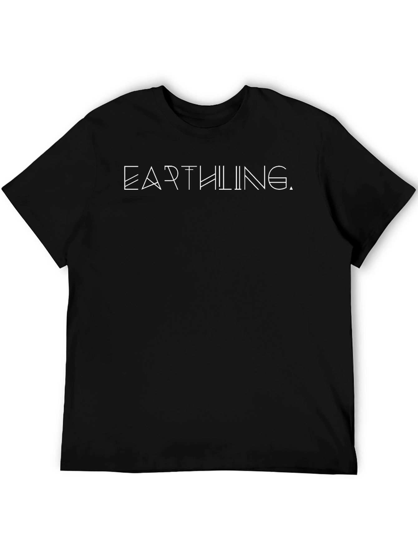 Earthling Graphic Tee - Modern White Print on Black