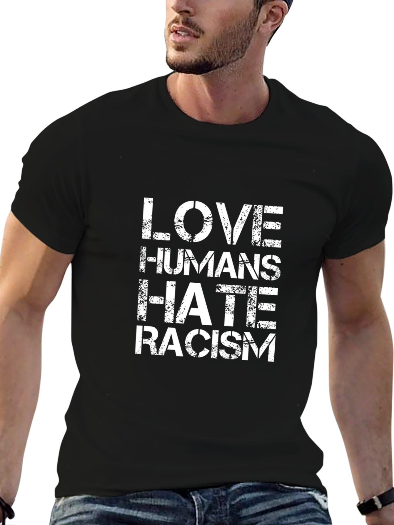 Love Humans Hate Racism T-Shirt - Black
