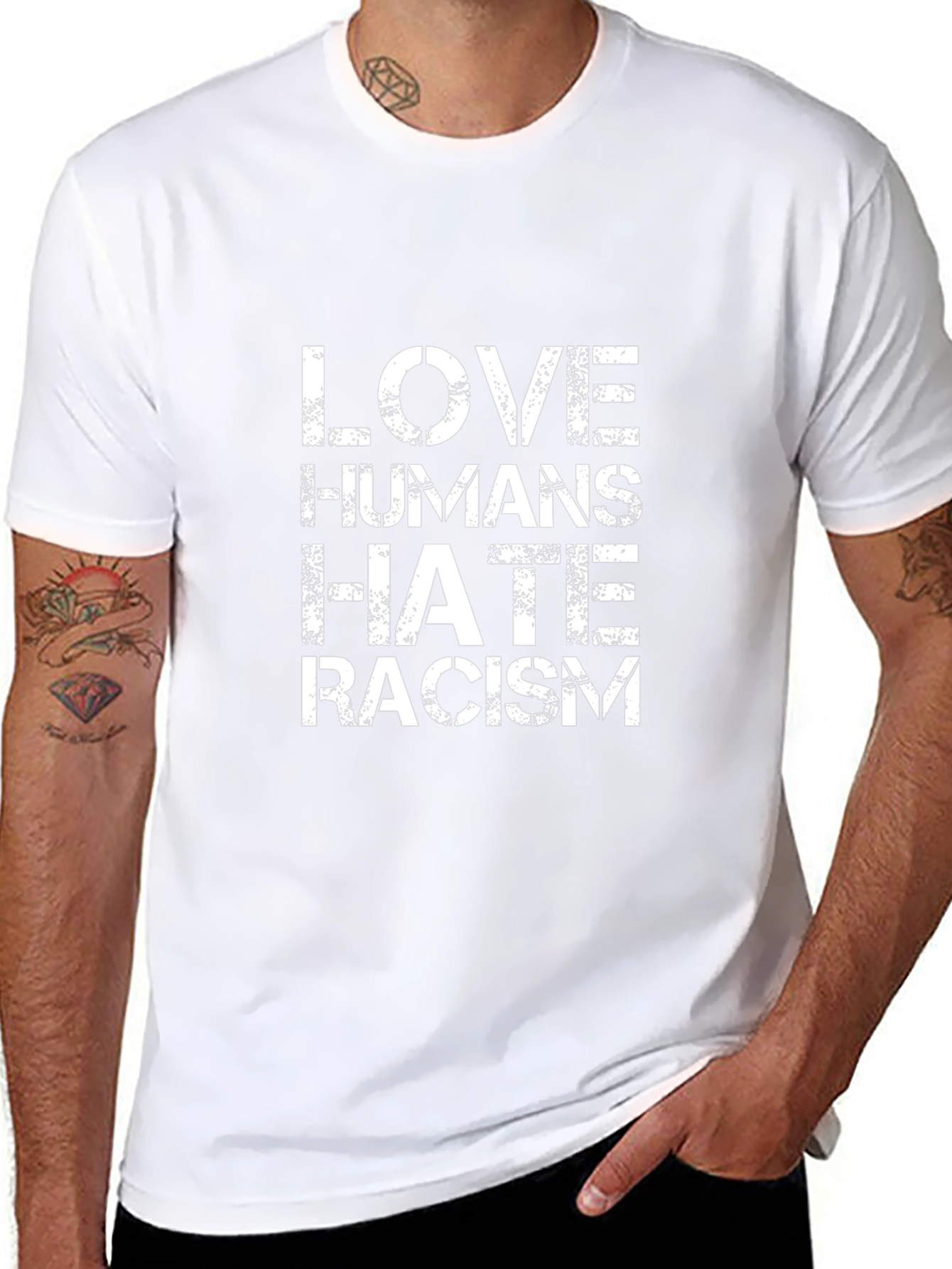 Love Humans Hate Racism T-Shirt - Black