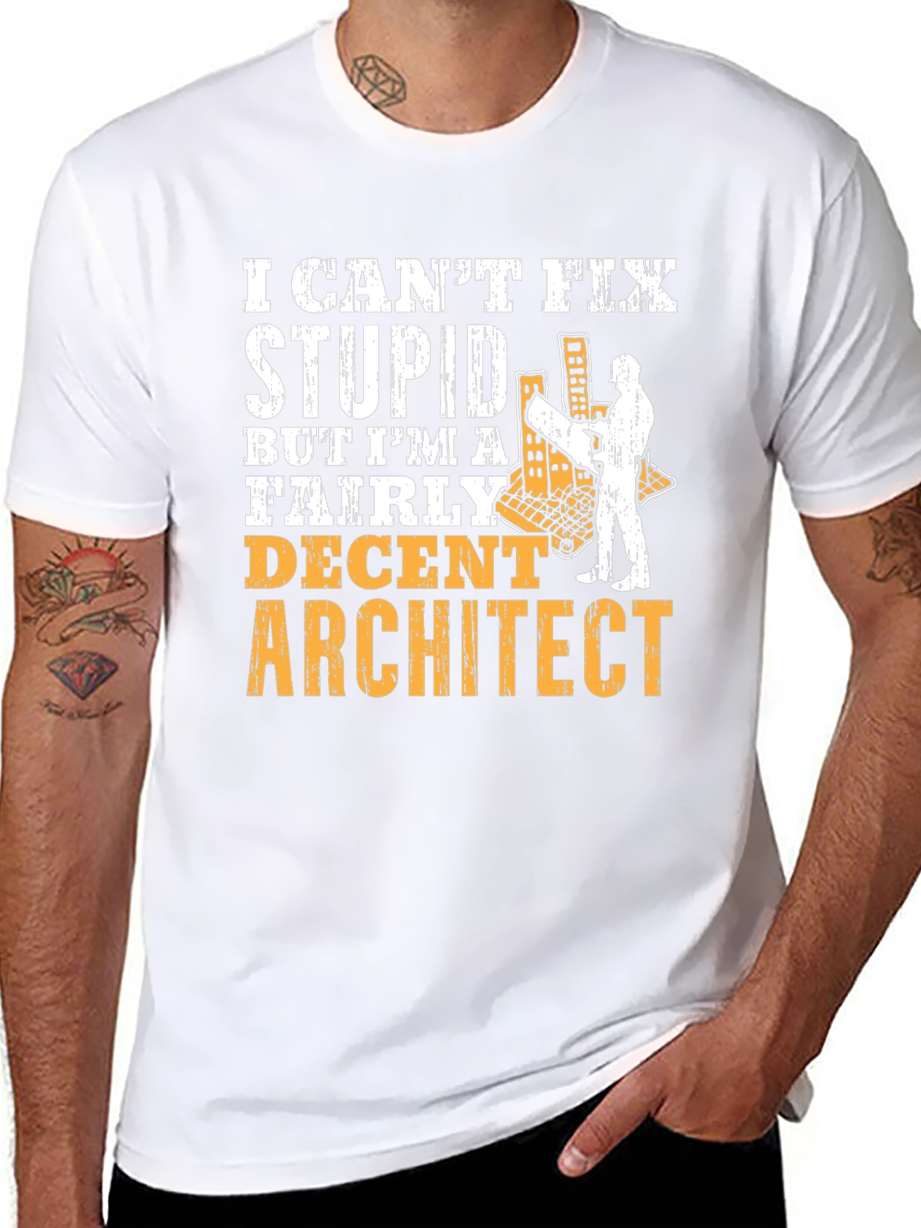 Architect Humor Graphic Tee - Cant Fix Stupid