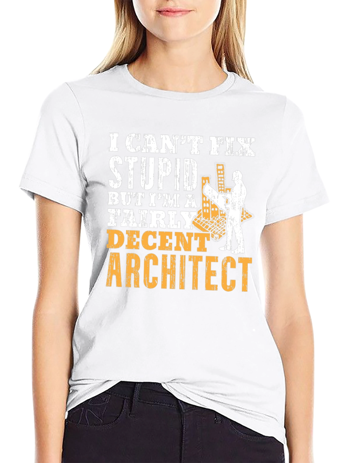 Architect Humor Graphic Tee - Cant Fix Stupid