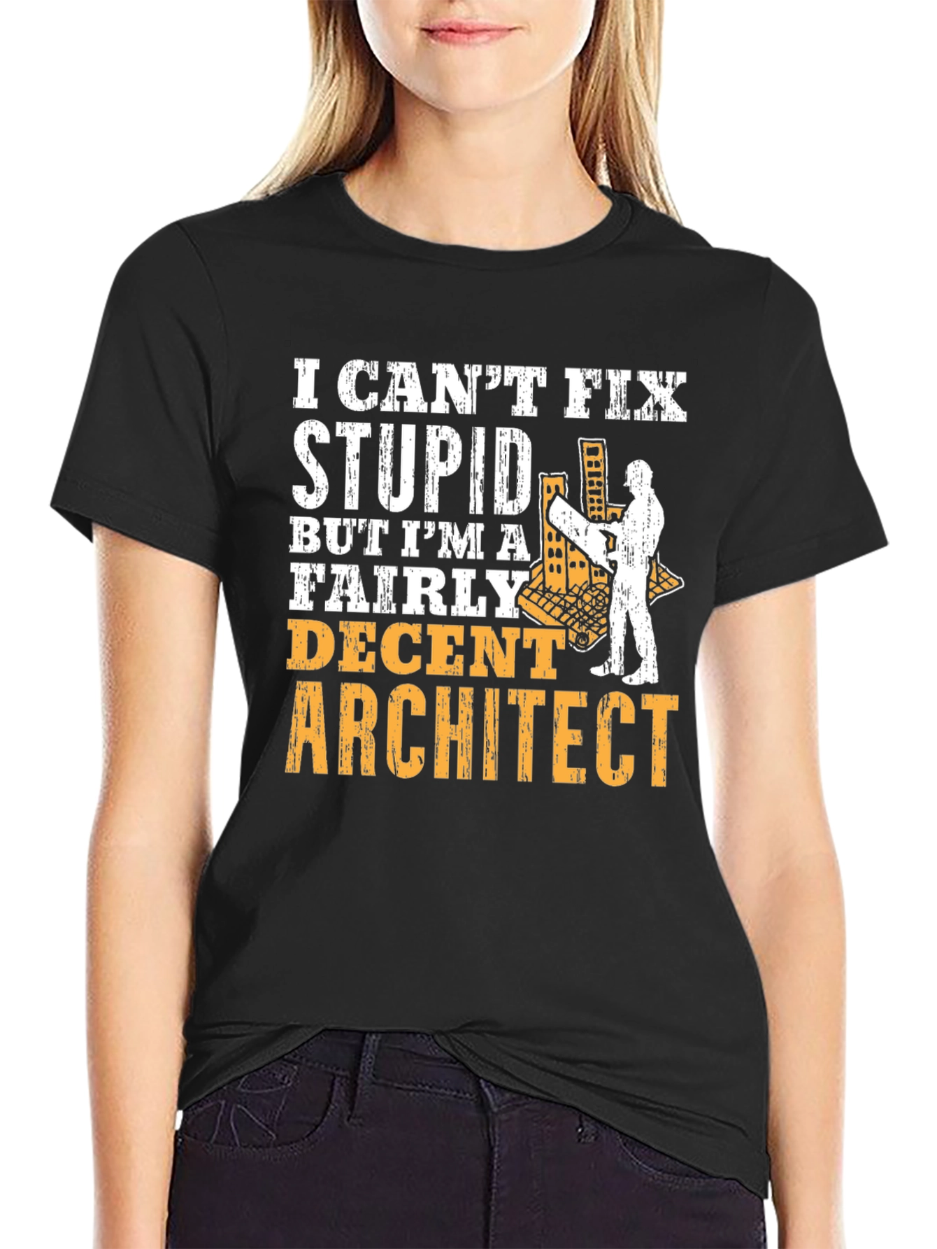 Architect Humor Graphic Tee - Cant Fix Stupid