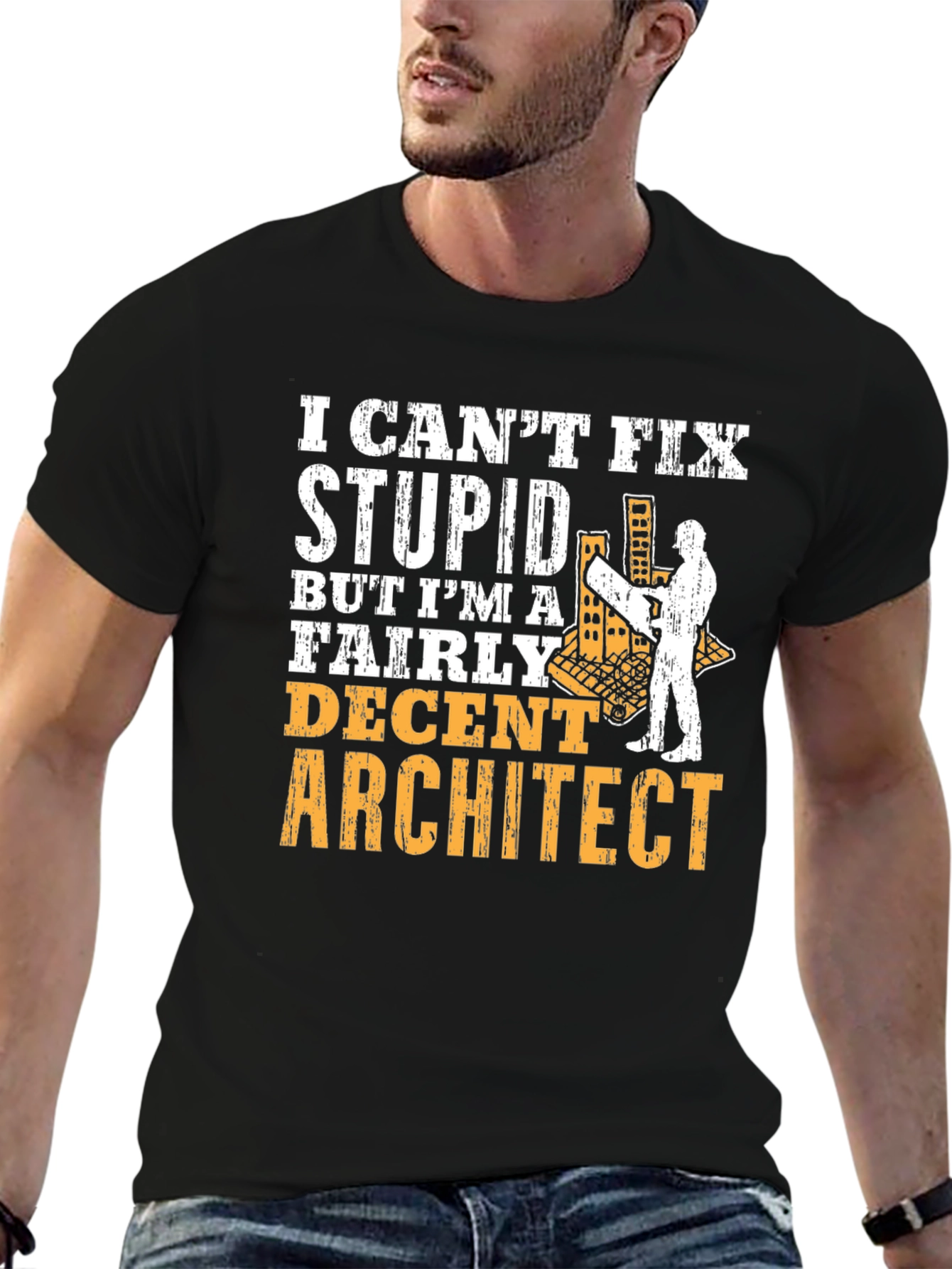 Architect Humor Graphic Tee - Cant Fix Stupid