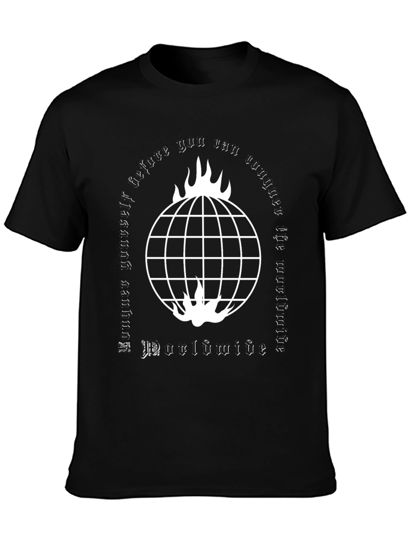 Burning Globe Graphic Tee - Mens Black T-Shirt