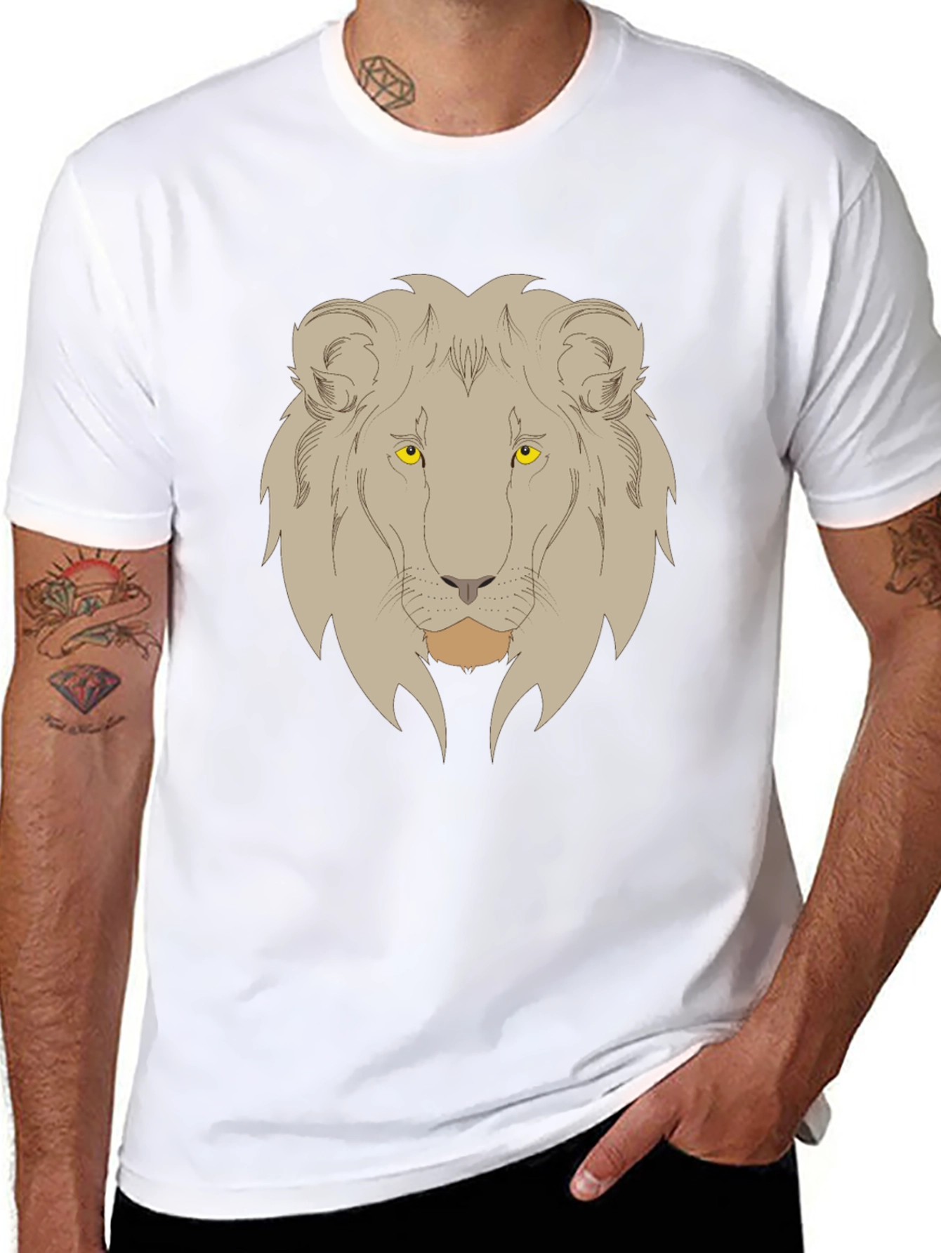 Lion Graphic Print Mens Black T-Shirt