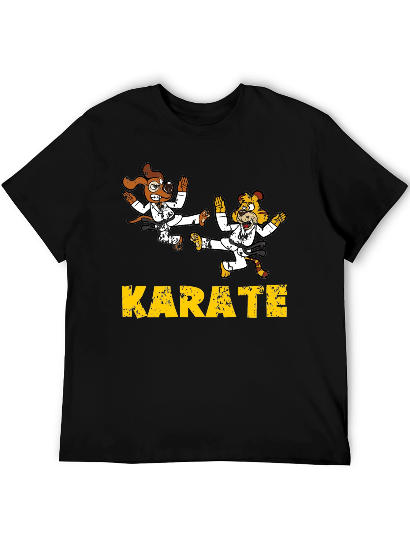 Karate Animal Cartoon T-Shirt Black