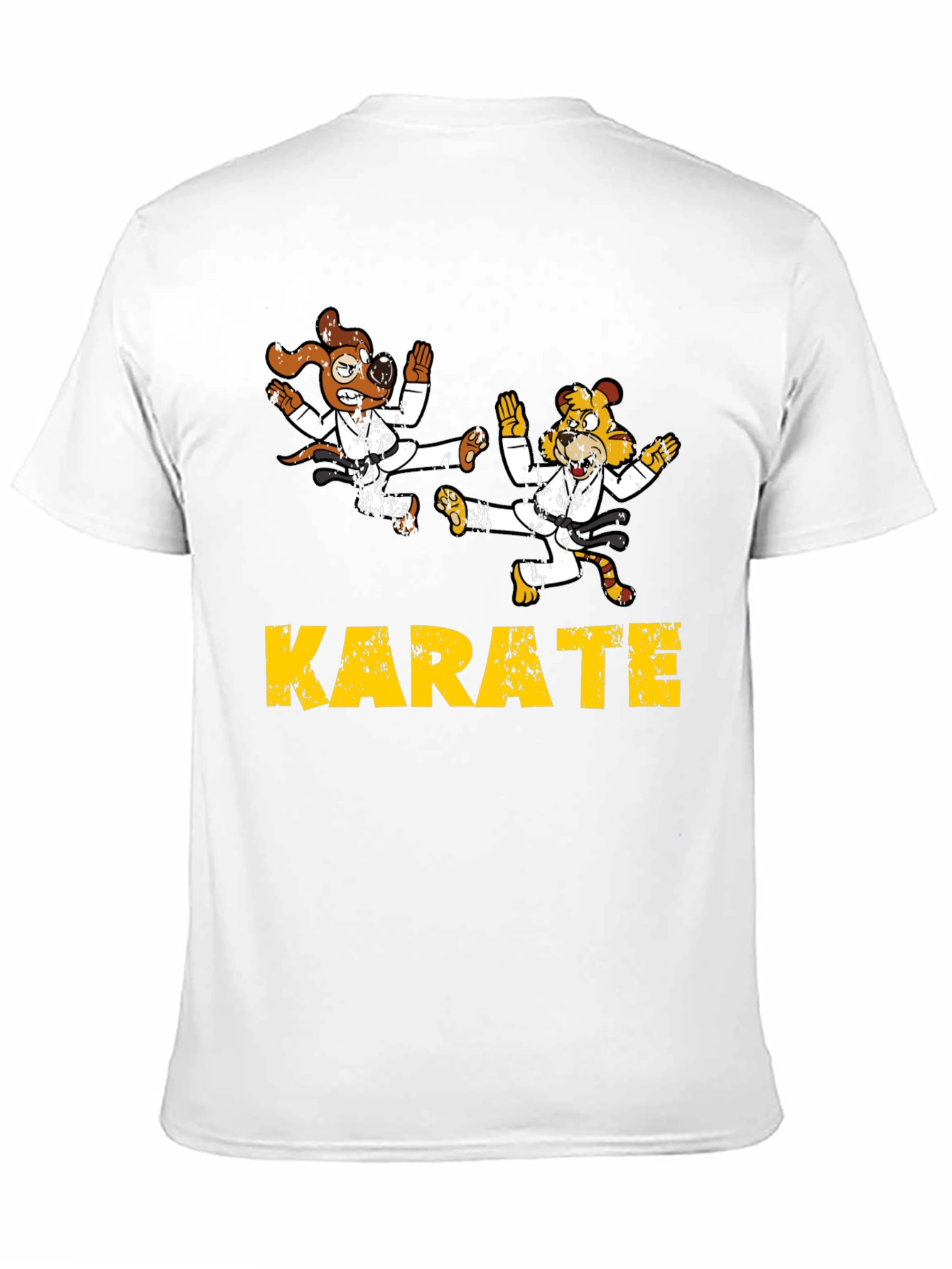 Karate Animal Cartoon T-Shirt Black