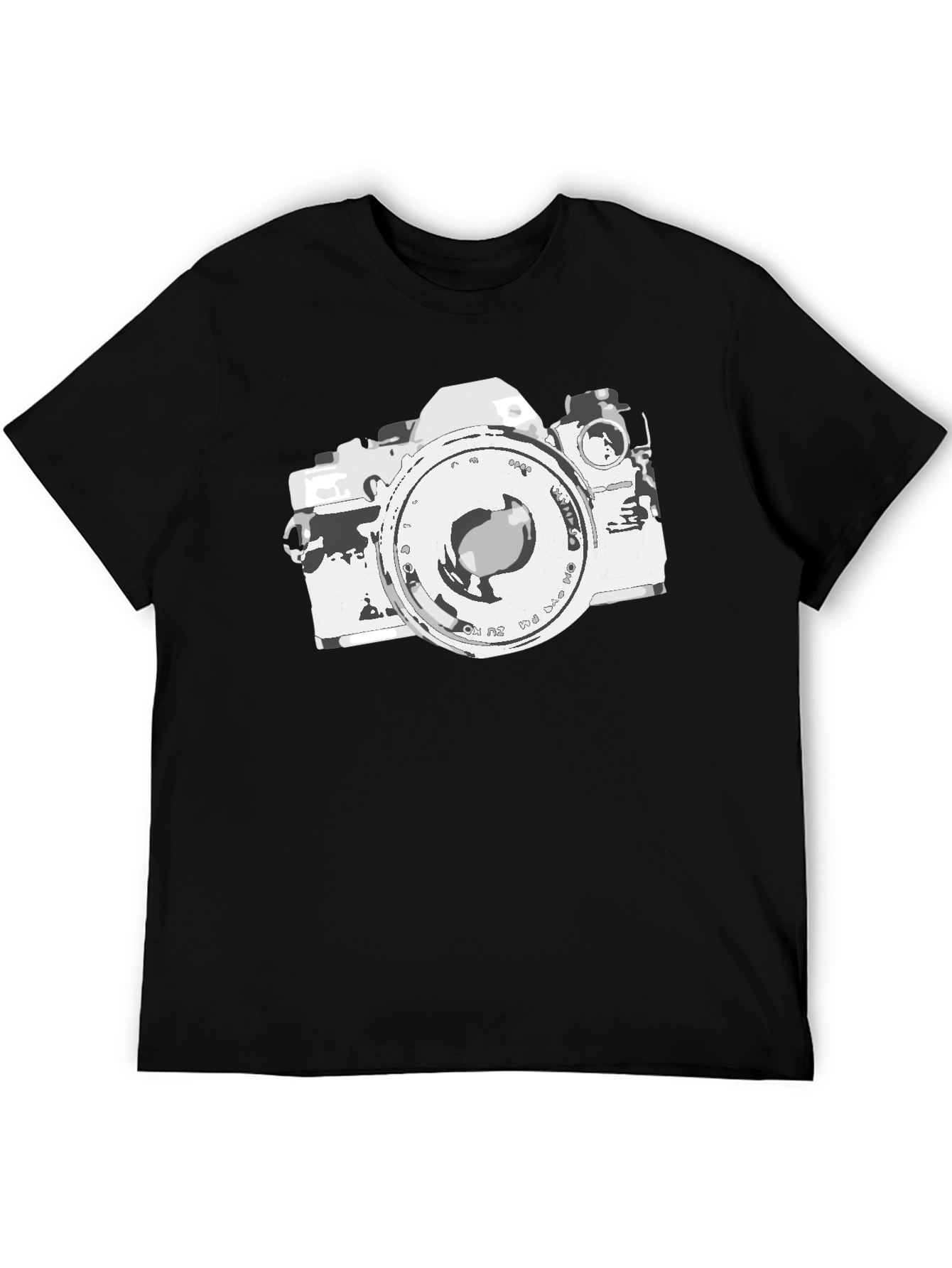 Retro Camera Graphic Tee - Black Cotton Blend