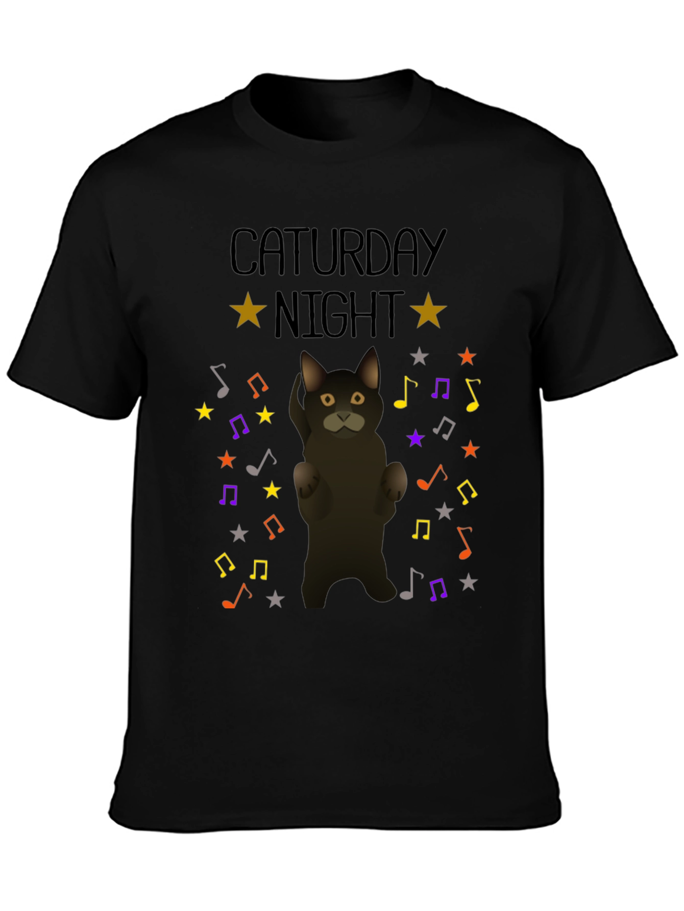 Caturday Night Cat Music Note T-Shirt