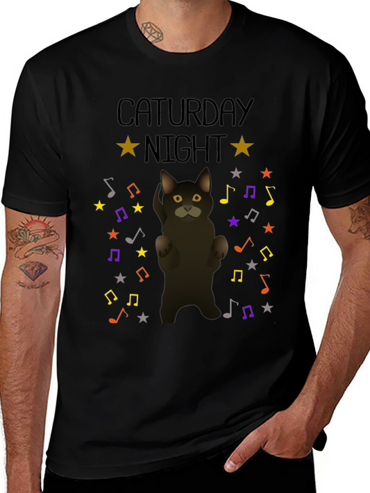 Caturday Night Cat Music Note T-Shirt