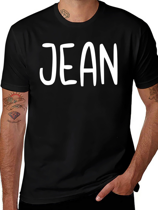Jean T-Shirt - Classic Black Tee with Bold White Print