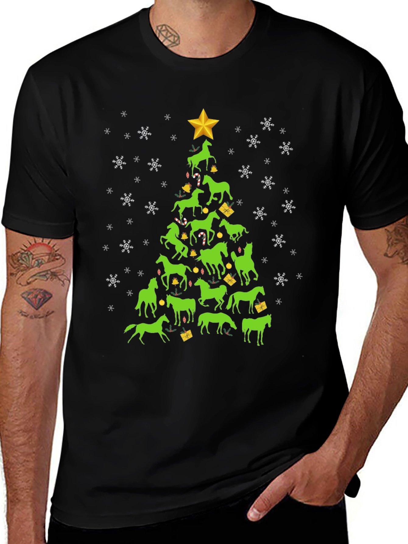 Horse Christmas Tree Graphic Tee