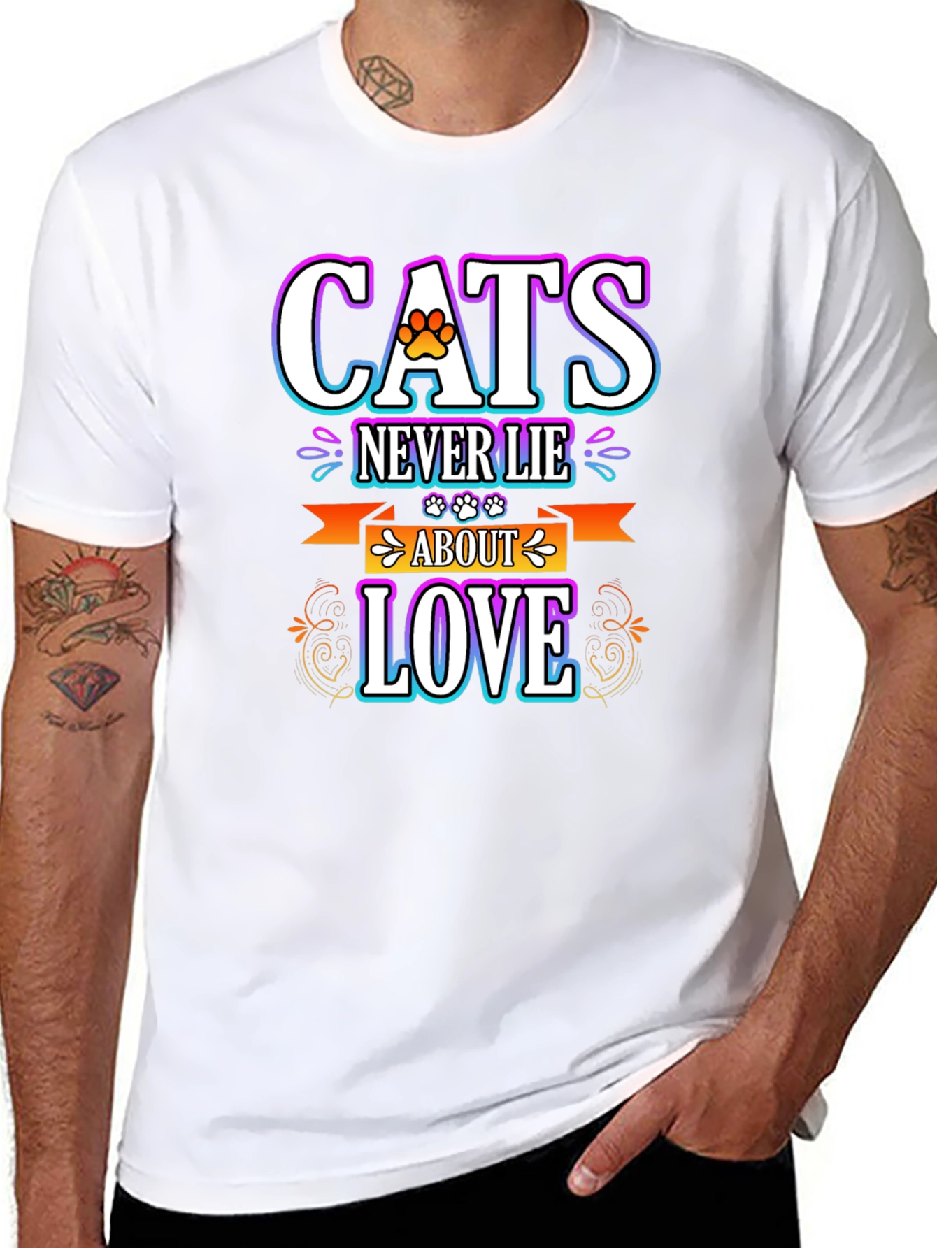 Cats Never Lie About Love Black T-Shirt