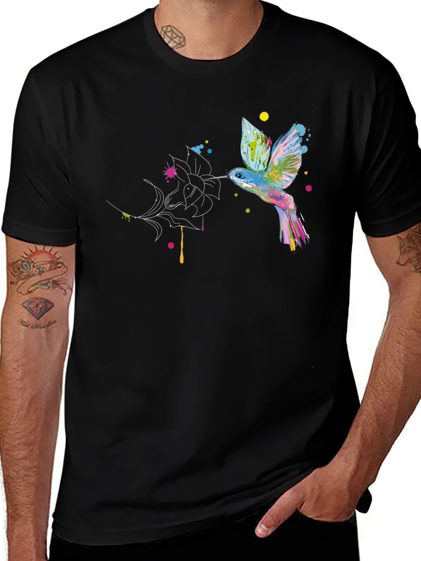 Hummingbird Graphic Black T-Shirt