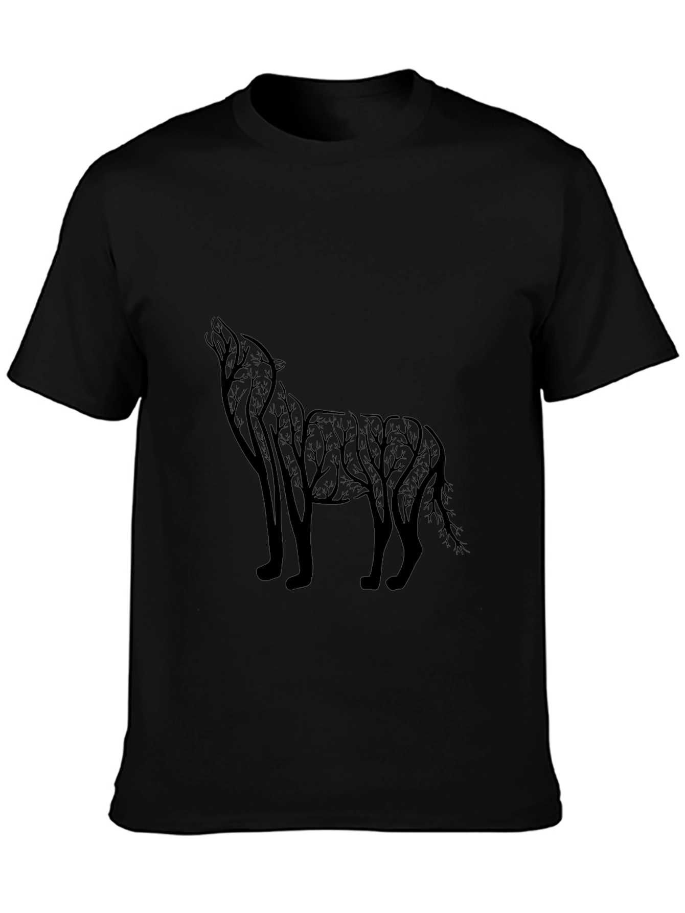 Mens Black Wolf Silhouette Graphic Tee