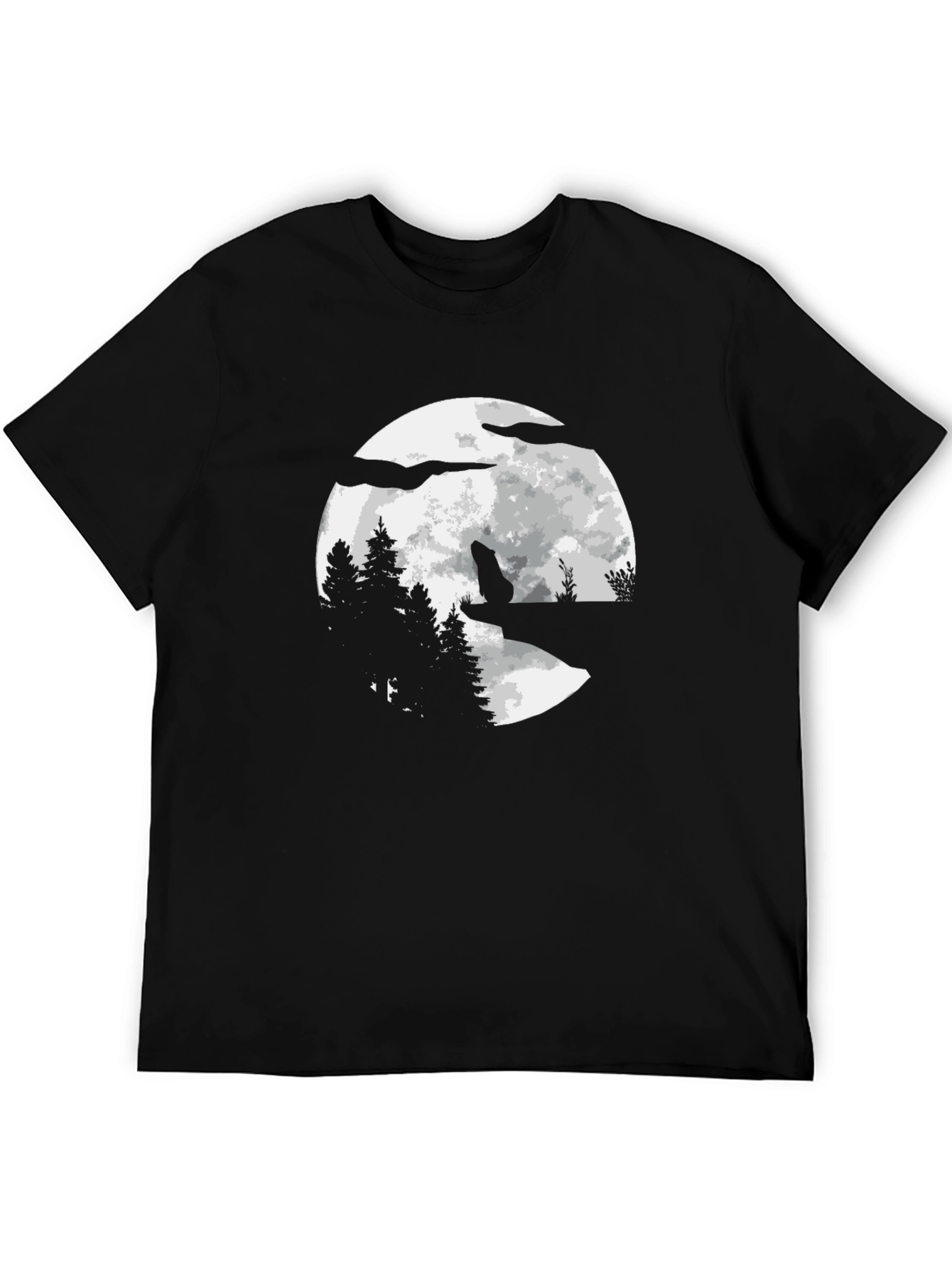 Wolf Moon Graphic T-Shirt - Black Cotton Tee