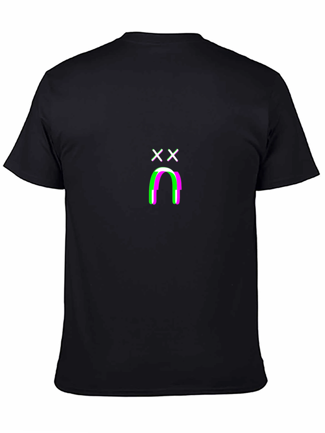 Glitchy Sad Face Graphic Tee - Black