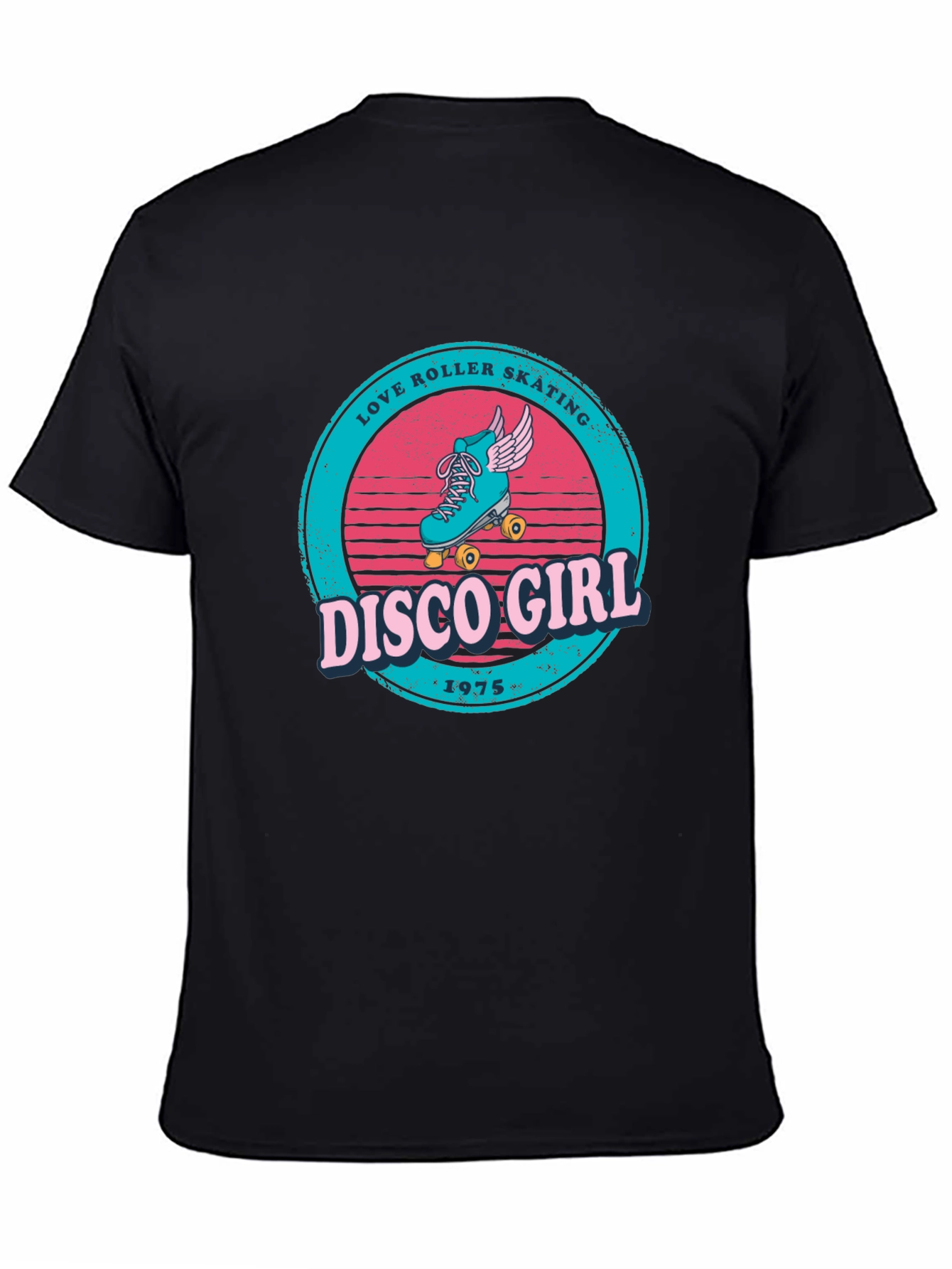 Retro Disco Girl Roller Skating Graphic T-Shirt
