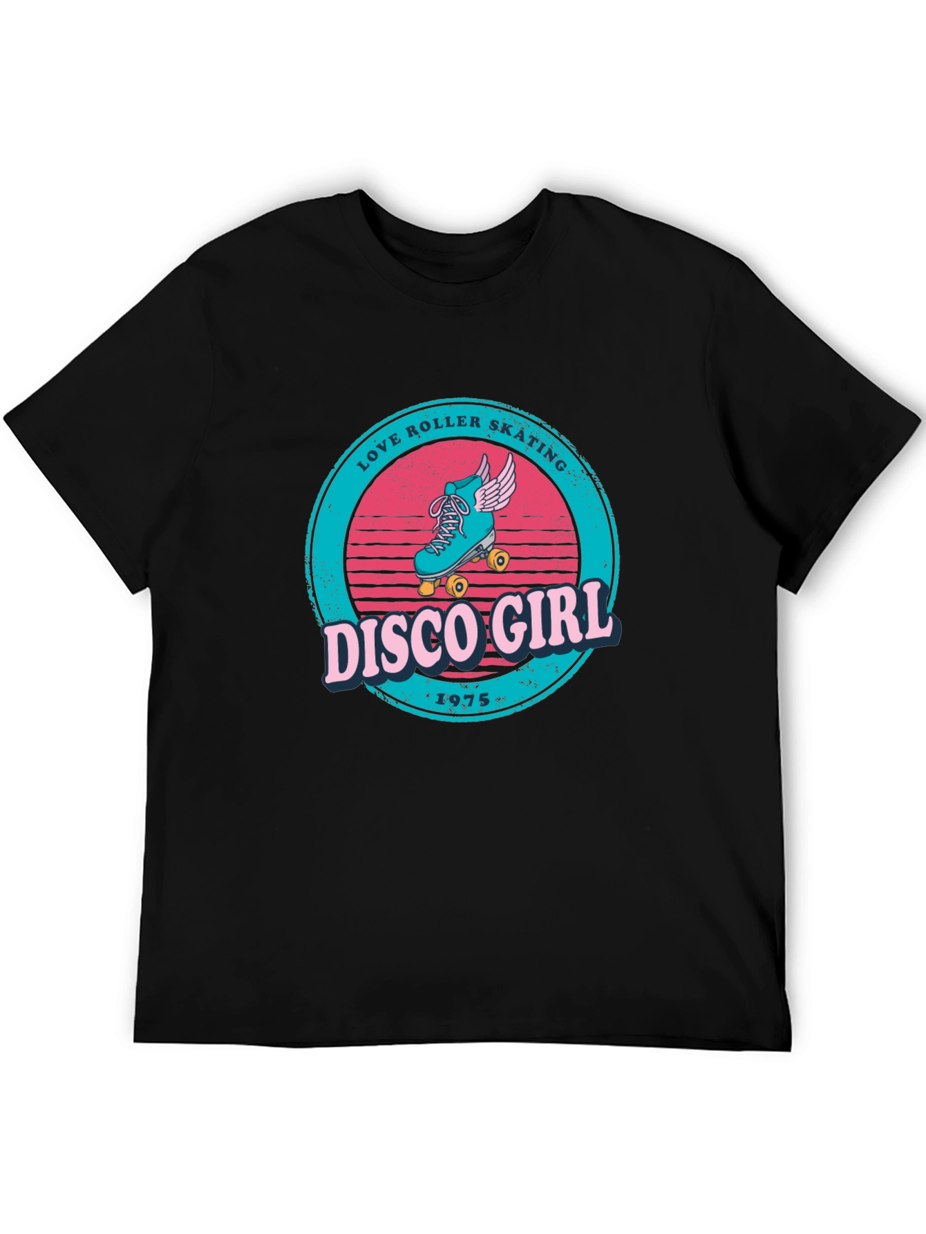 Retro Disco Girl Roller Skating Graphic T-Shirt