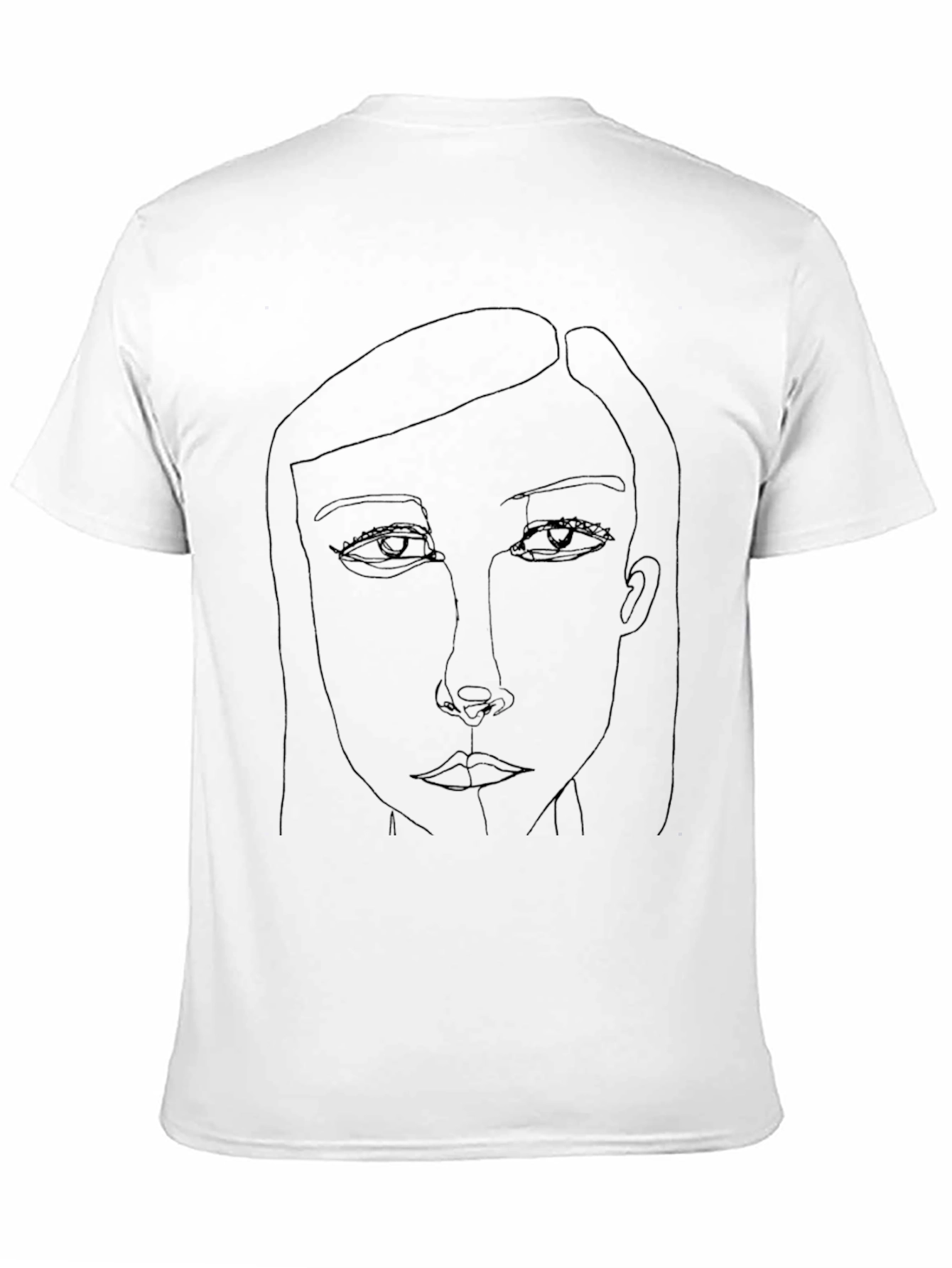 Minimalist Line Art Face Graphic Black T-Shirt