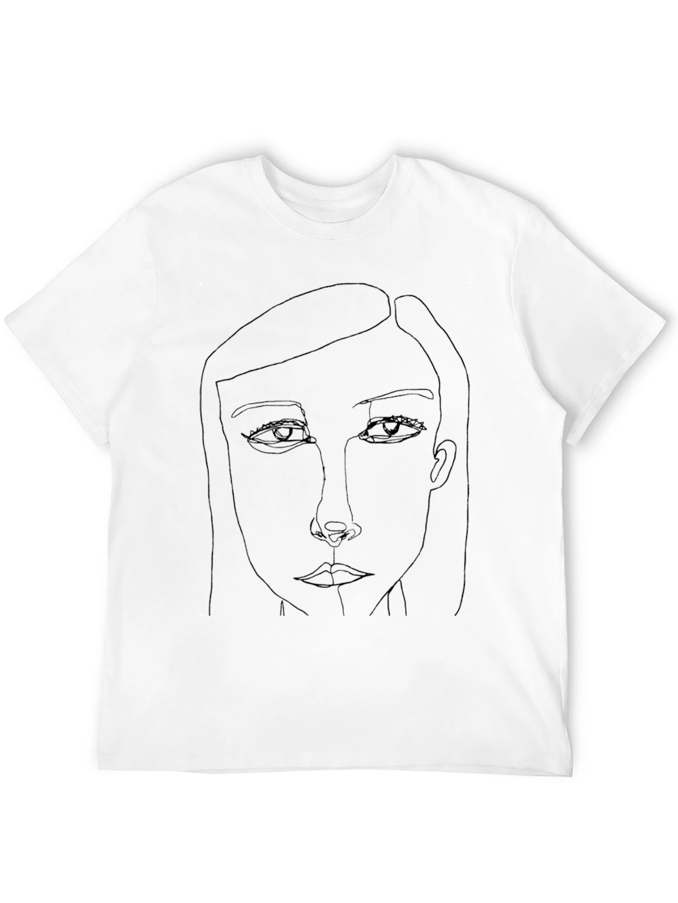 Minimalist Line Art Face Graphic Black T-Shirt