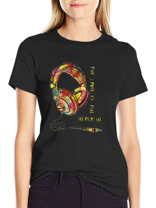 Headphones T-Shirt - The Cause of the Headache - Black