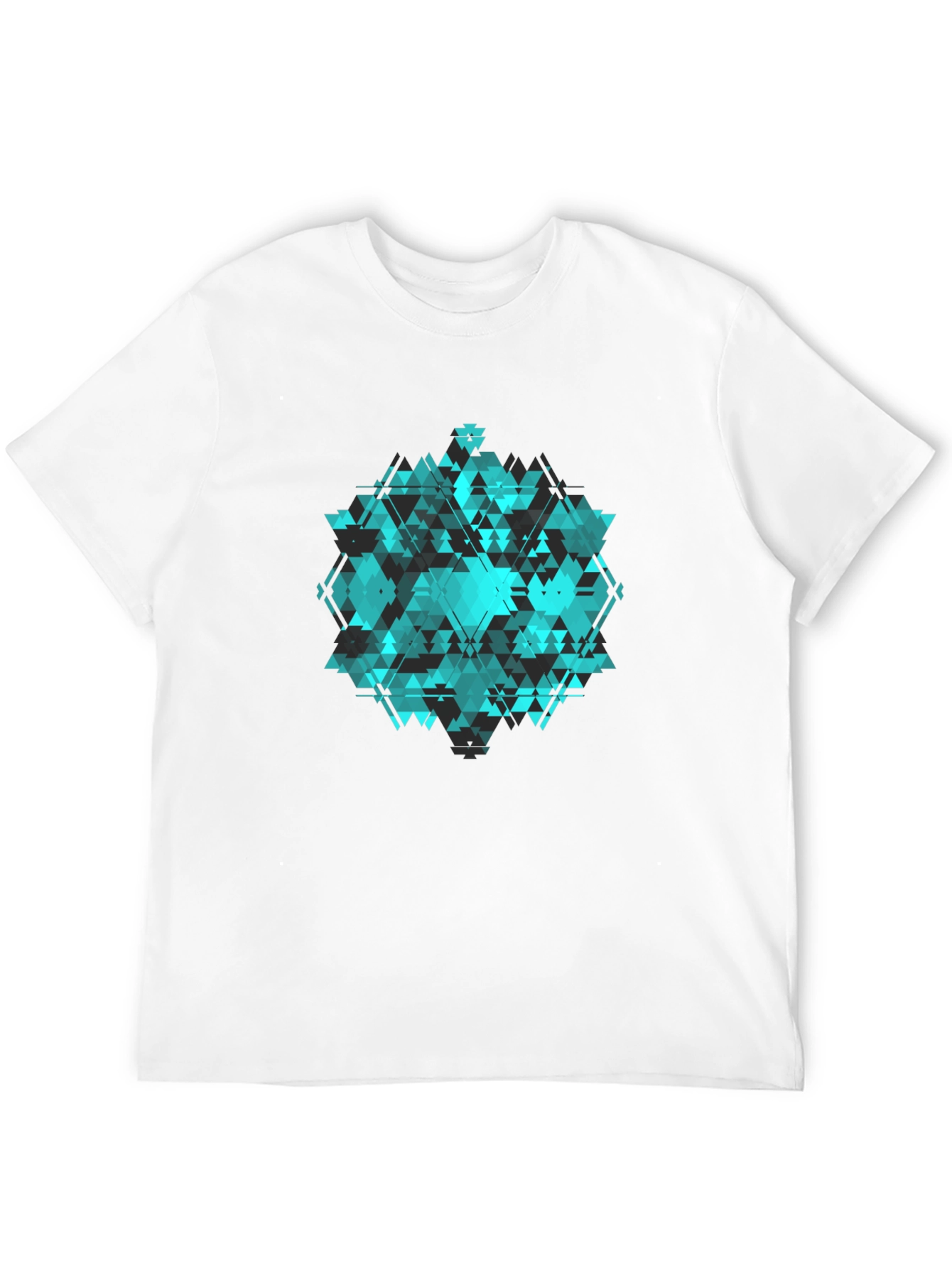 Geometric Triangle Pattern Black T-Shirt