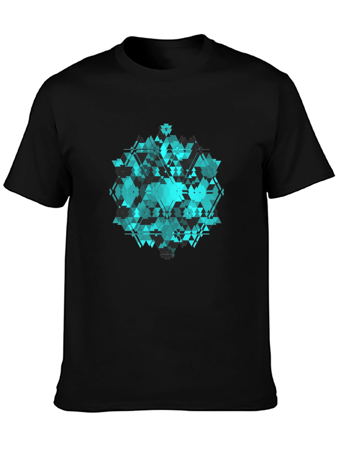 Geometric Triangle Pattern Black T-Shirt