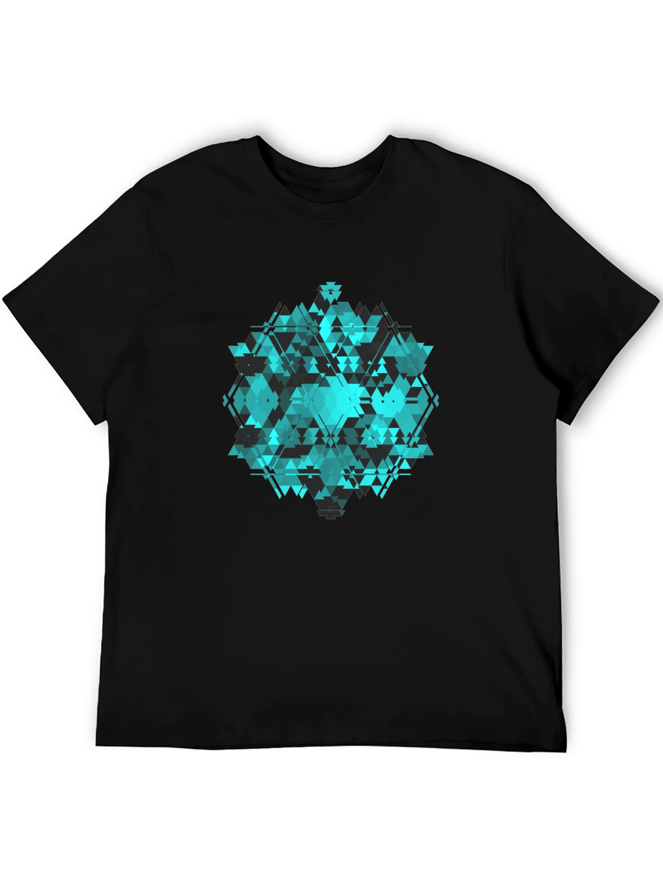 Geometric Triangle Pattern Black T-Shirt