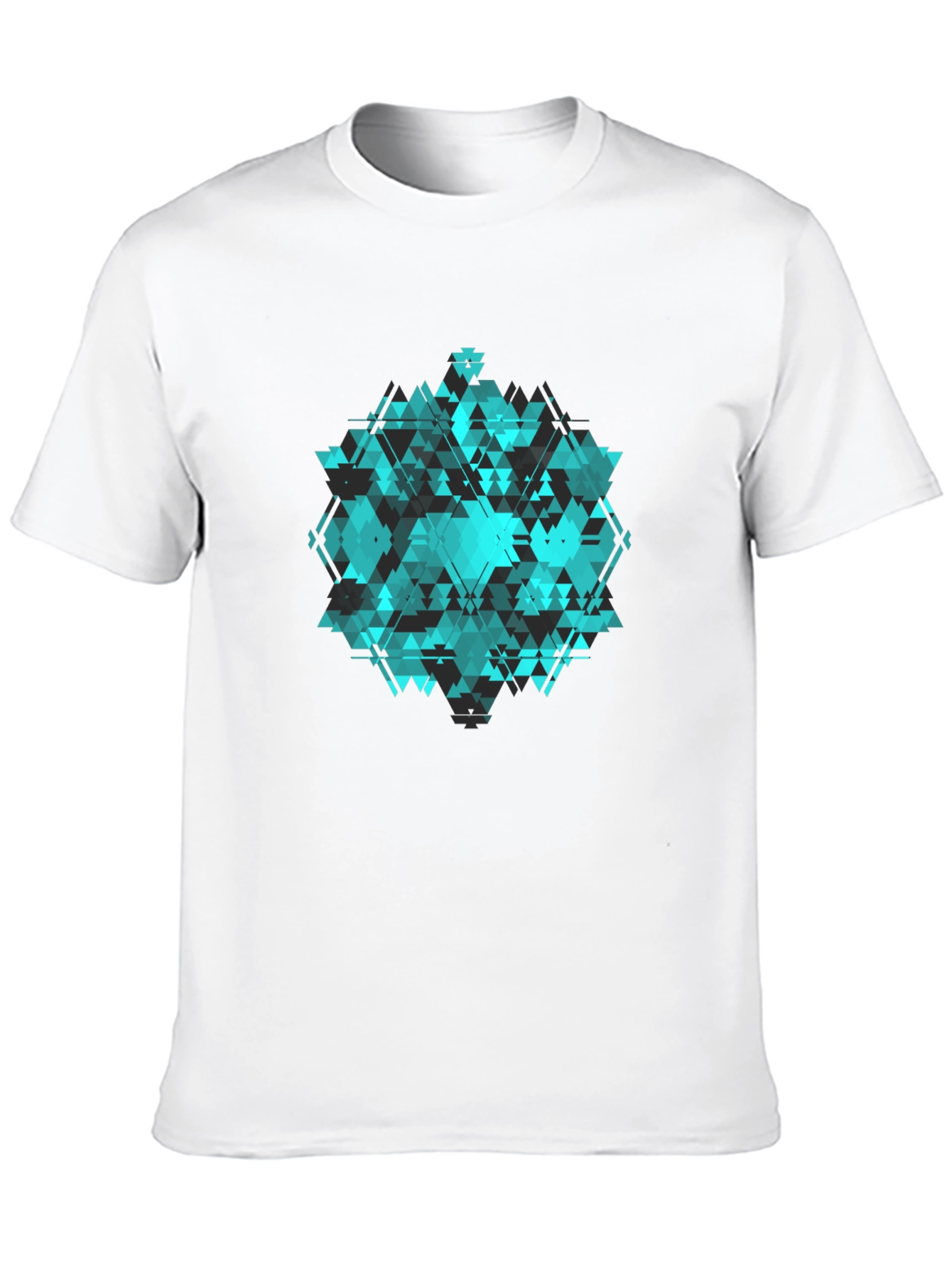 Geometric Triangle Pattern Black T-Shirt