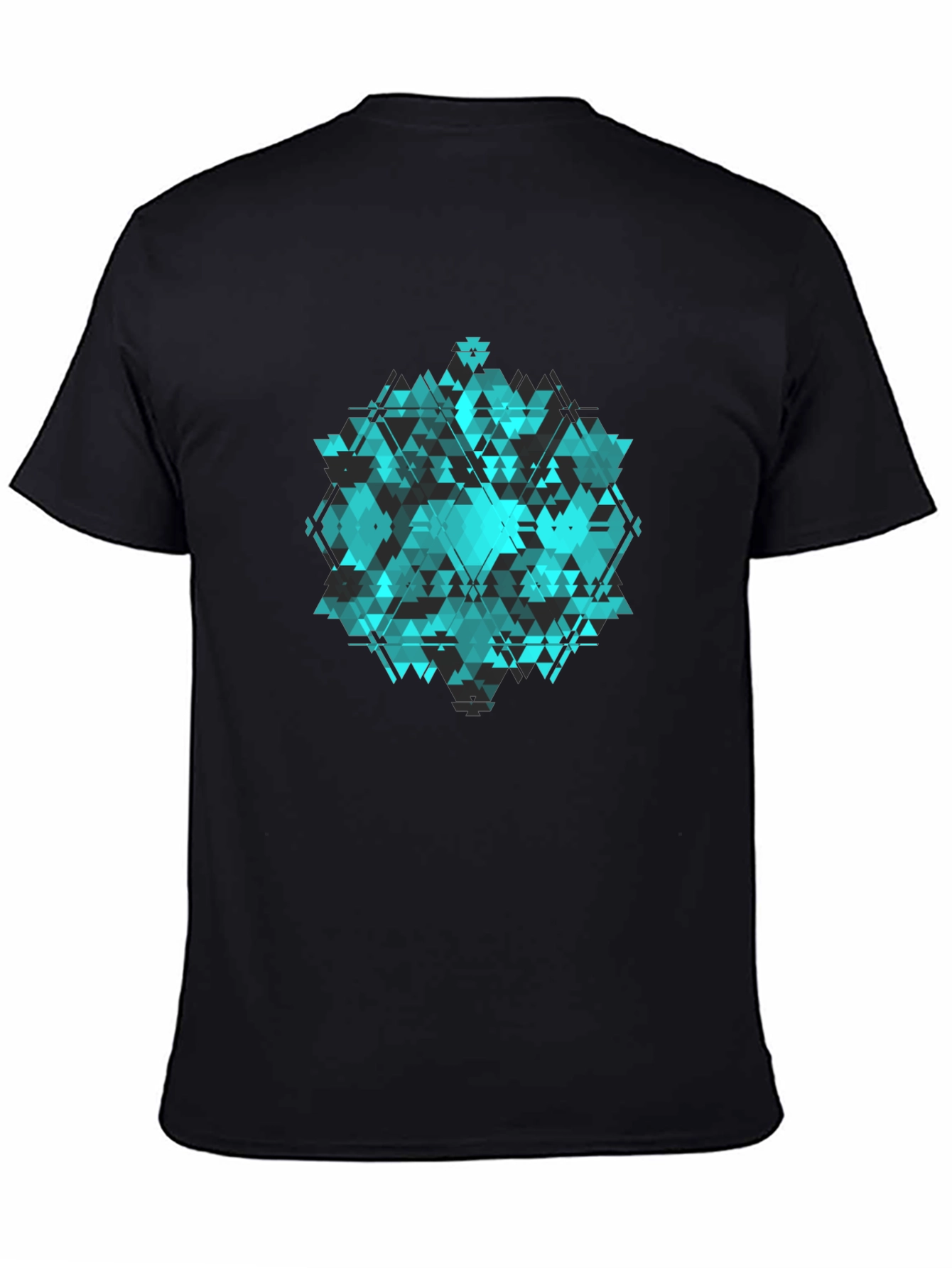 Geometric Triangle Pattern Black T-Shirt