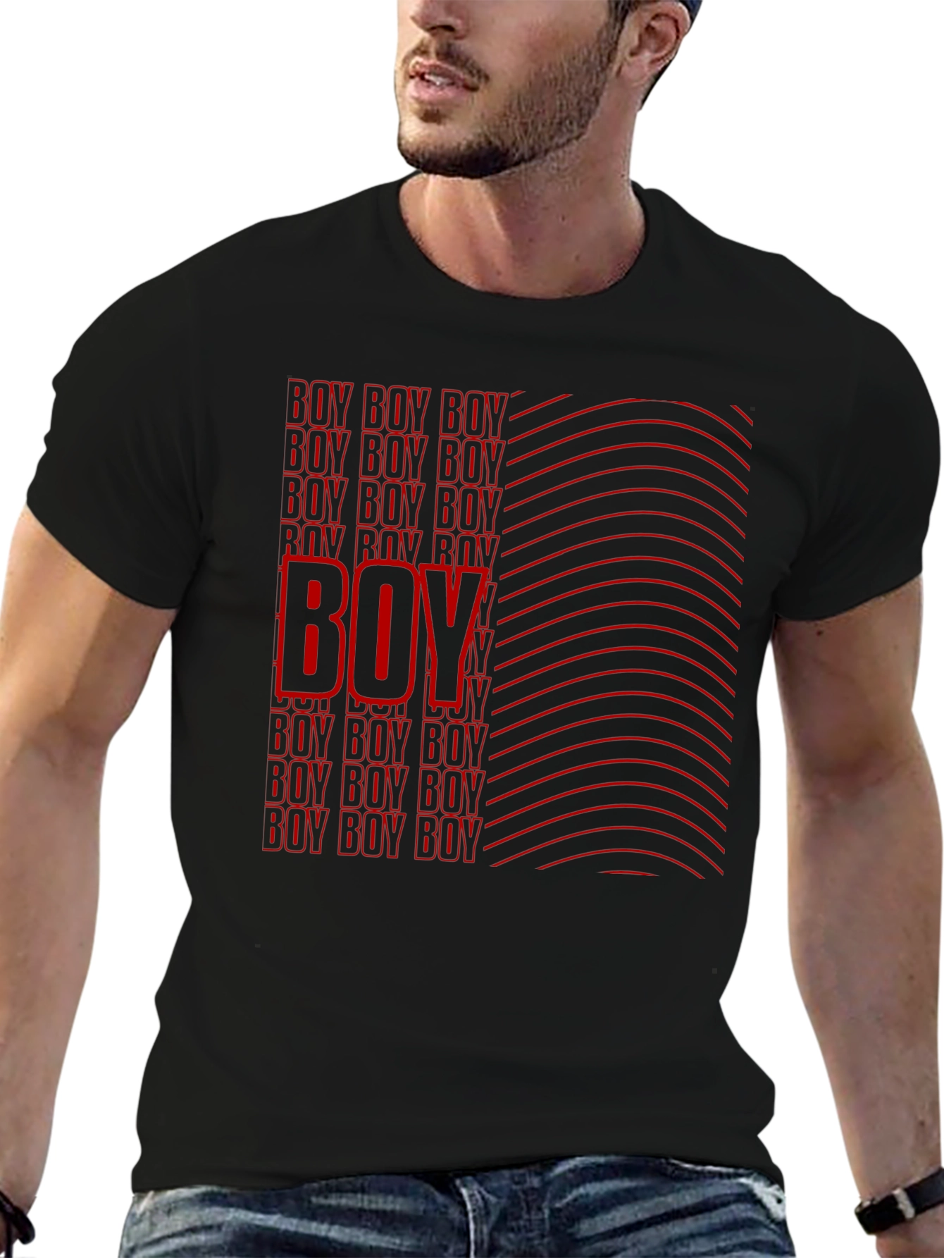Boy Graphic Print Black T-Shirt