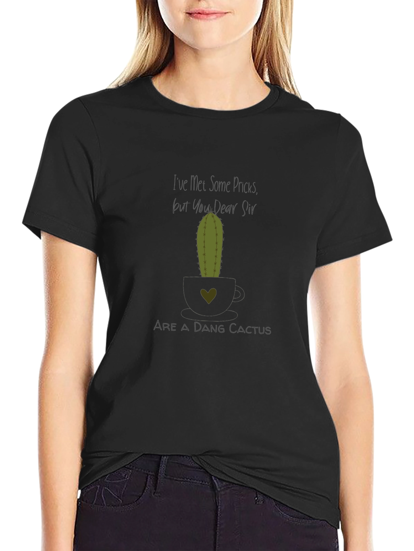 Humorous DANG CACTUS Graphic T-Shirt