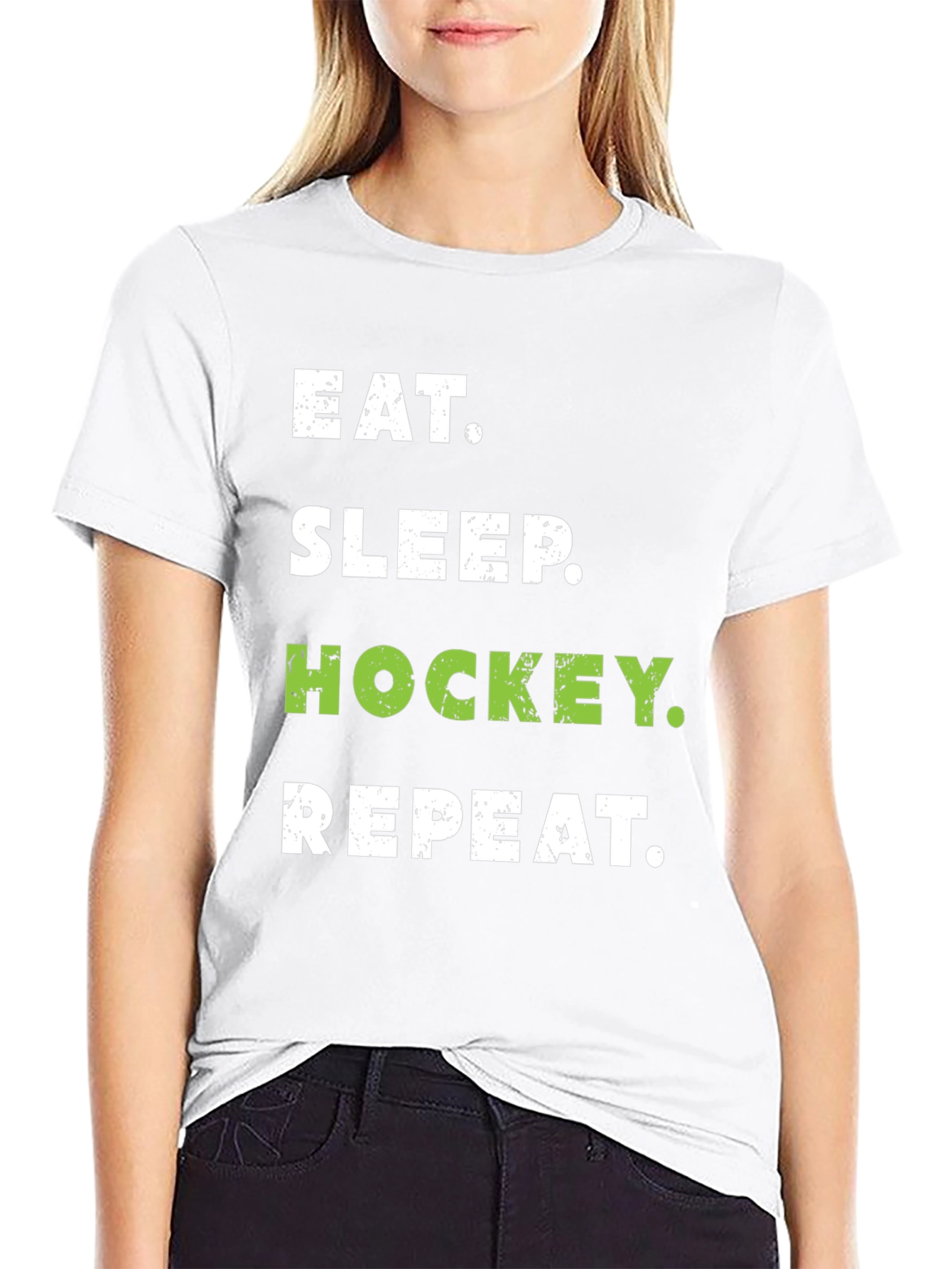 Eat Sleep Hockey Repeat Black T-Shirt