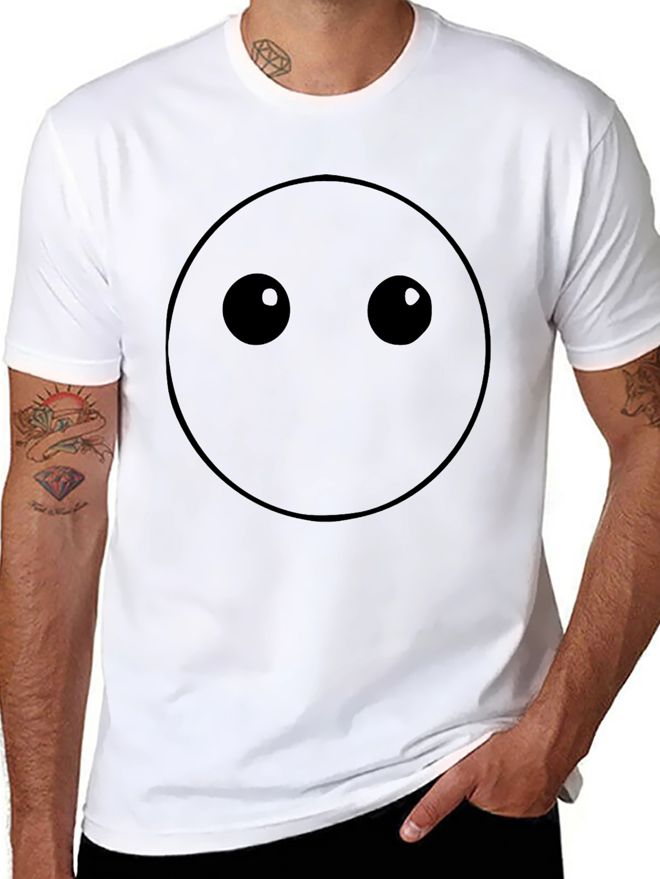 Minimalist Black Graphic Tee - Emoticon Style