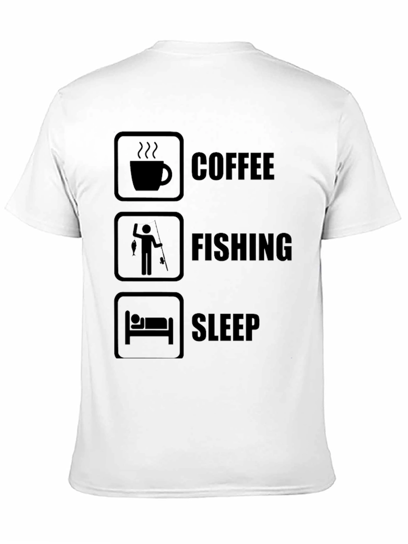 Coffee Fishing Sleep Graphic Tee - Black