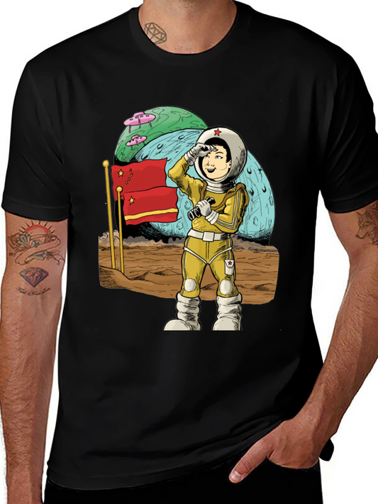 Astronaut in Space Black T-Shirt