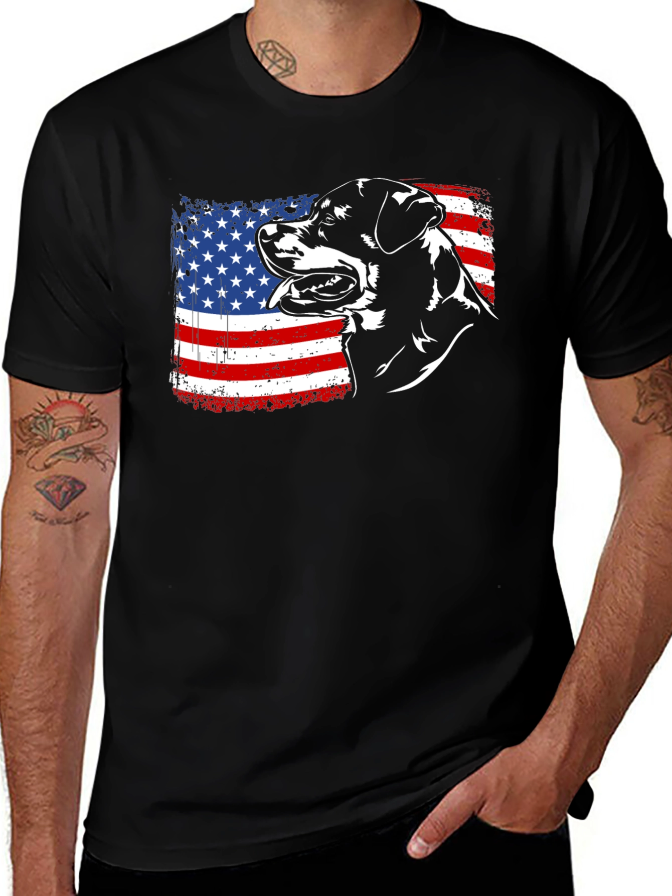 American Rottweiler T-Shirt - Patriotic Dog Tee