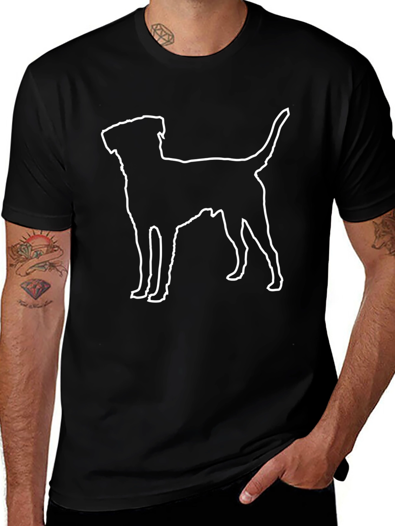 Dog Silhouette Graphic T-Shirt - Black