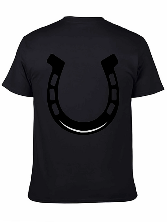 Lucky Horseshoe Graphic Tee - Black Cotton T-Shirt