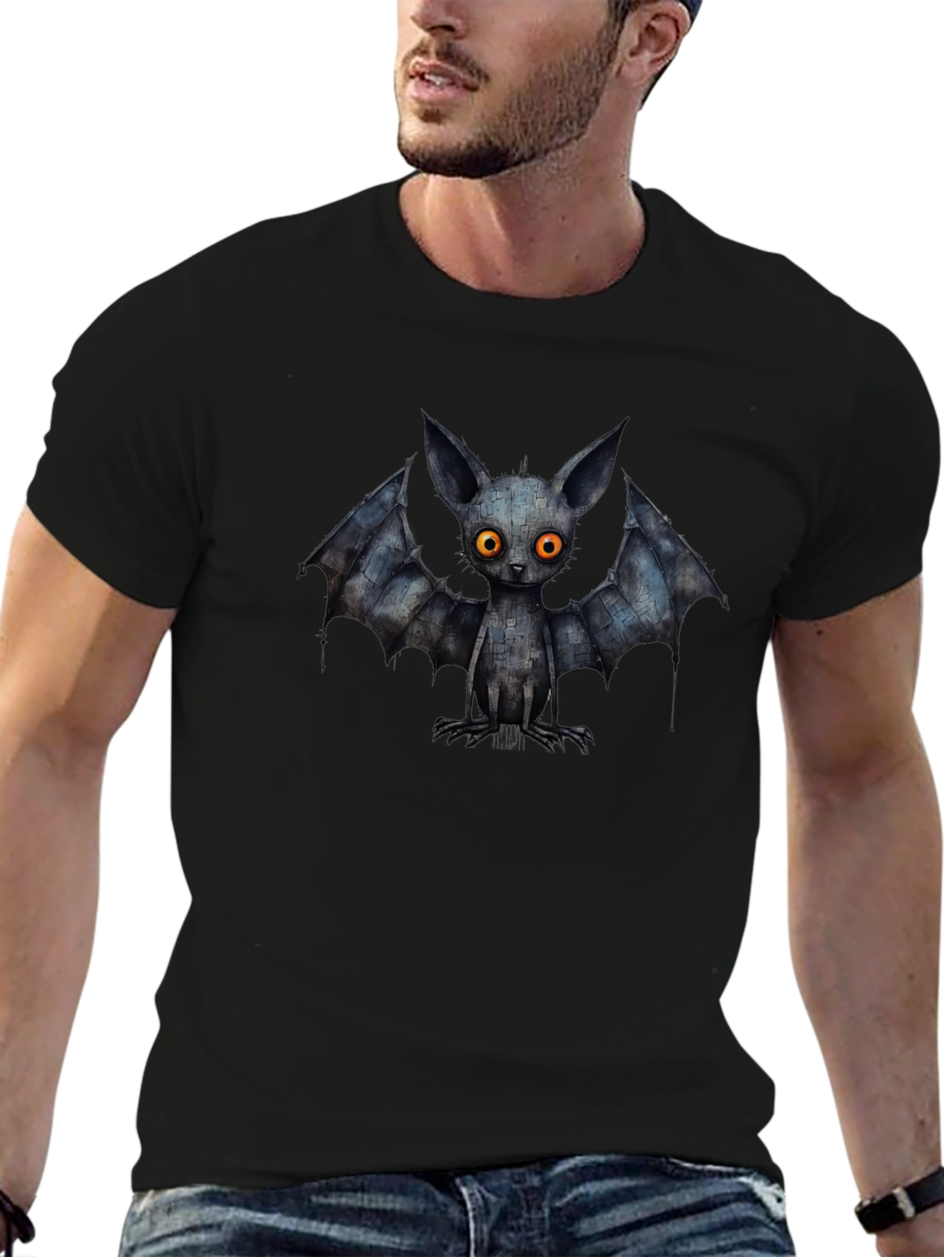 Creepy Cute Bat Graphic Tee - Black