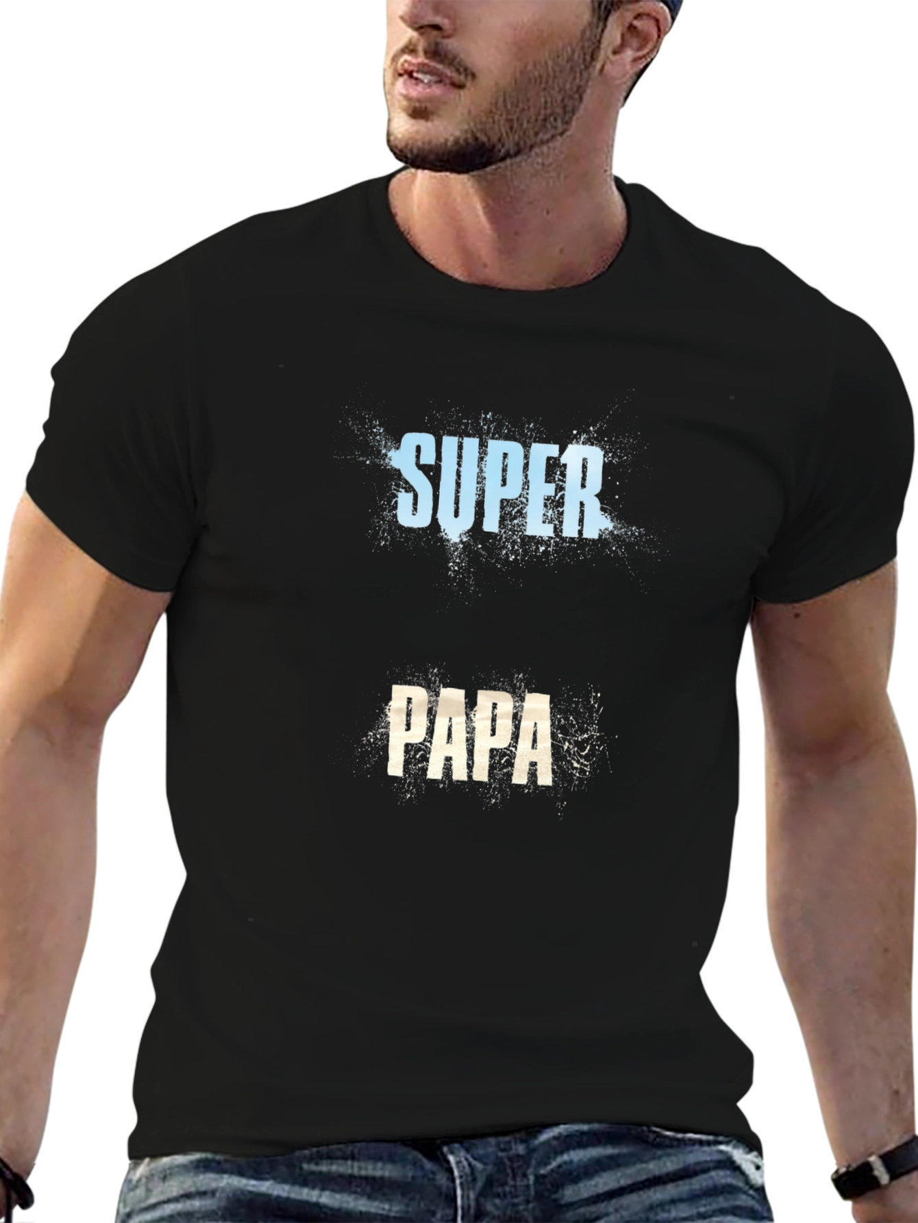 Super Papa Black T-Shirt - Fathers Day Gift